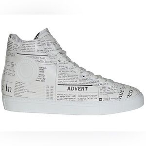 John Galliano Gazette Newsprint Pattern High-Top Sneakers